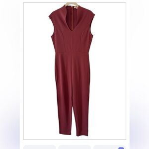 Roller Coaster Dark Mauve Corporate Career Casual Minimalist Jumpsuit L